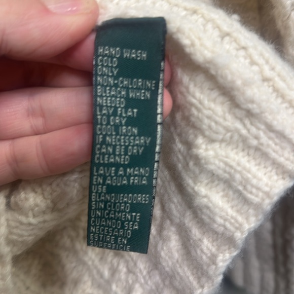 Vintage Ralph Lauren Fisherman Wool Cardigan Chunky Coastal Grandma Preppy - Picture 6 of 6